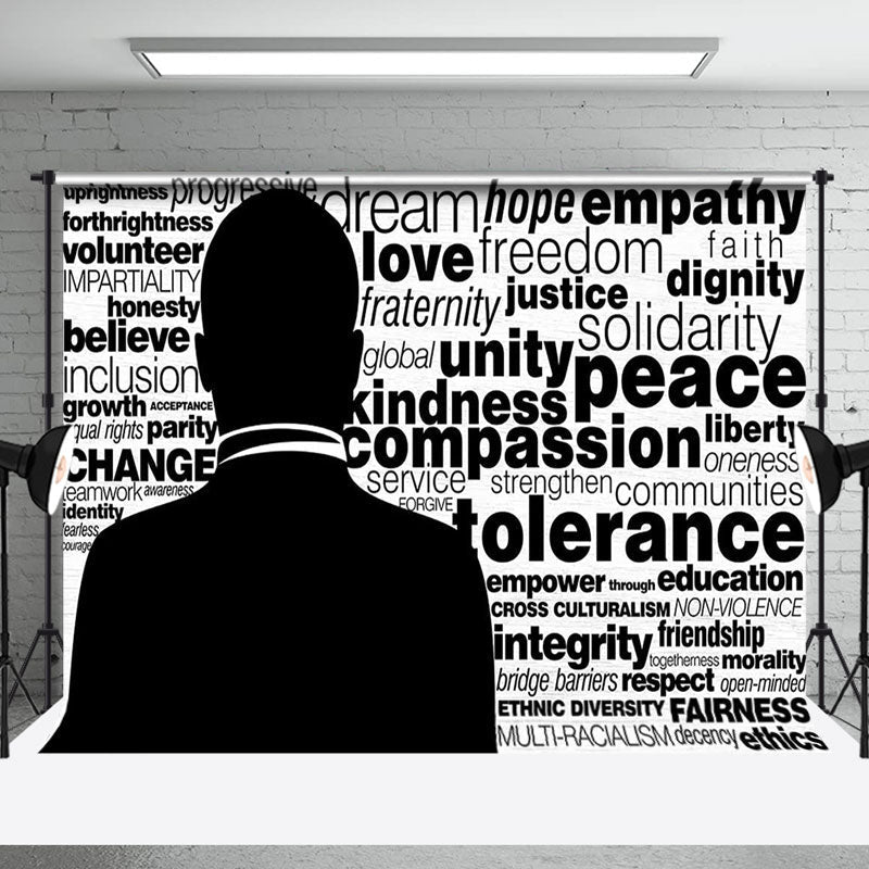 Aperturee - Aperturee Black White Positive Speech Words Mlk Day Backdrop