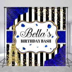 Aperturee - Aperturee Black White Stripe Rose Custom Birthday Backdrop