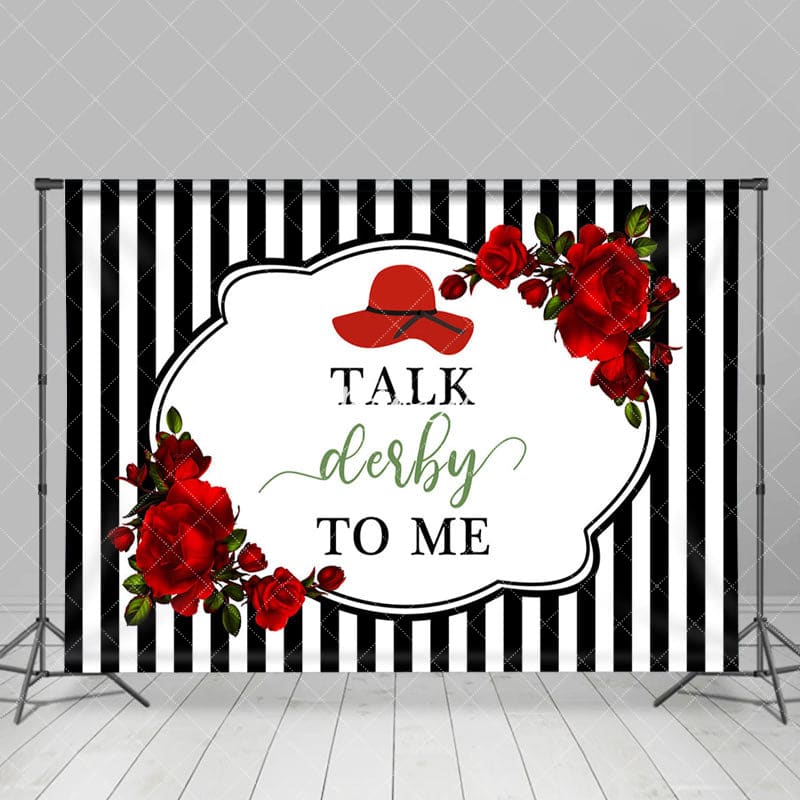 Aperturee - Aperturee Black White Stripe Rose Talk Derby To Me Backdrop