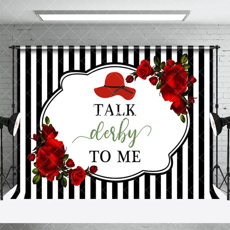 Aperturee - Aperturee Black White Stripe Rose Talk Derby To Me Backdrop