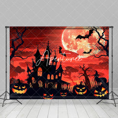 Aperturee - Aperturee Bloody Atmosphere Scary Bat Moon Halloween Backdrop