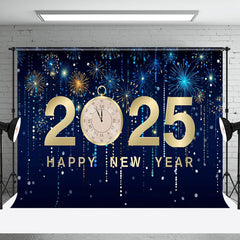 Aperturee - Aperturee Bloom Sparke Gold 2025 Clock Happy New Year Backdrop