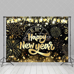 Aperturee - Aperturee Bloom Sparkle Black Gold Clock New Year Backdrop