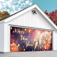 Aperturee - Aperturee Bloom Sparkle Clock 2025 New Year Garage Door Banner