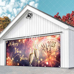 Aperturee - Aperturee Bloom Sparkle Clock 2025 New Year Garage Door Banner