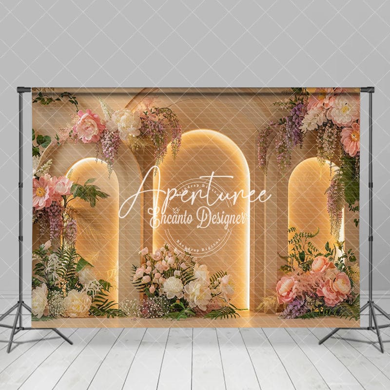 Aperturee - Aperturee Blooming Floral Arch Wall Boho Wedding Backdrop