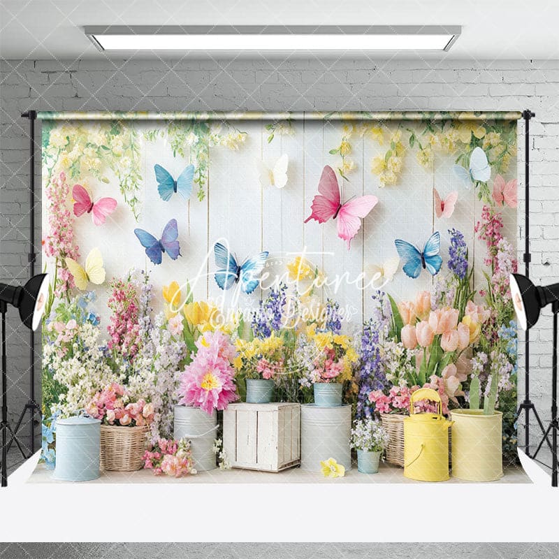 Aperturee - Aperturee Blooming Floral Butterfly Spring Vibe Backdrop