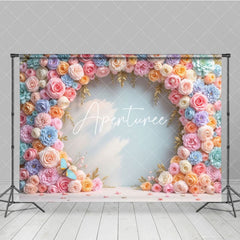 Aperturee - Aperturee Blooming Floral Garland Spring Photography Backdrop