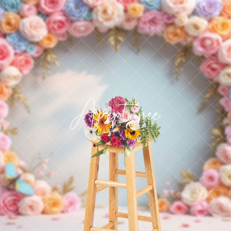 Aperturee - Aperturee Blooming Floral Garland Spring Photography Backdrop