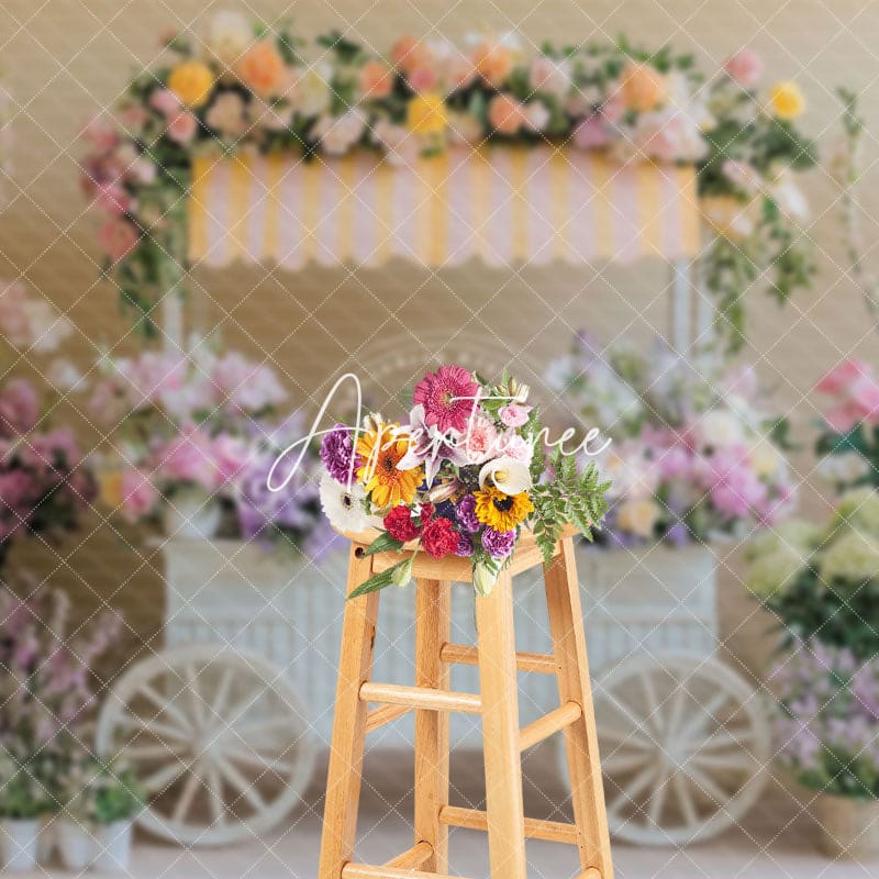 Aperturee - Aperturee Blooming Floral Trolley Spring Vibe Photo Backdrop