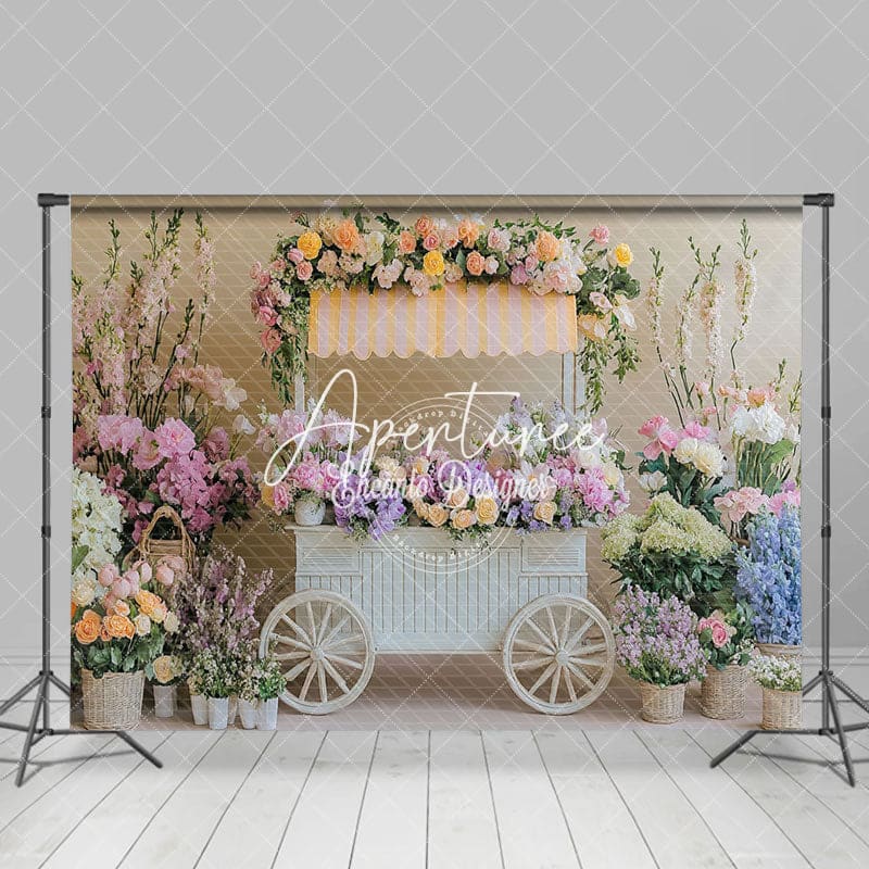 Aperturee - Aperturee Blooming Floral Trolley Spring Vibe Photo Backdrop