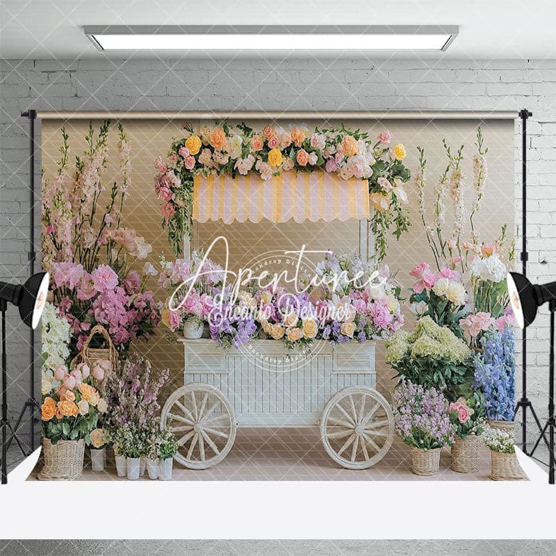 Aperturee - Aperturee Blooming Floral Trolley Spring Vibe Photo Backdrop