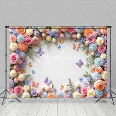 Aperturee - Aperturee Blooming Floral Wall Butterfly Spring Photo Backdrop