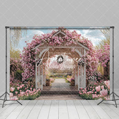 Aperturee - Aperturee Blooming Pink Flowers Sunny Spring Photo Backdrop