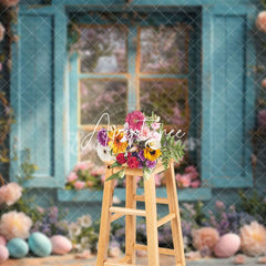 Aperturee - Aperturee Blooming Rose Blue Window Color Eggs Easter Backdrop