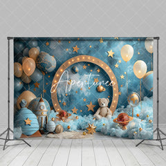 Aperturee - Aperturee Blue Abstract Wall Balloon Galaxy Cake Smash Backdrop