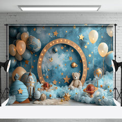 Aperturee - Aperturee Blue Abstract Wall Balloon Galaxy Cake Smash Backdrop