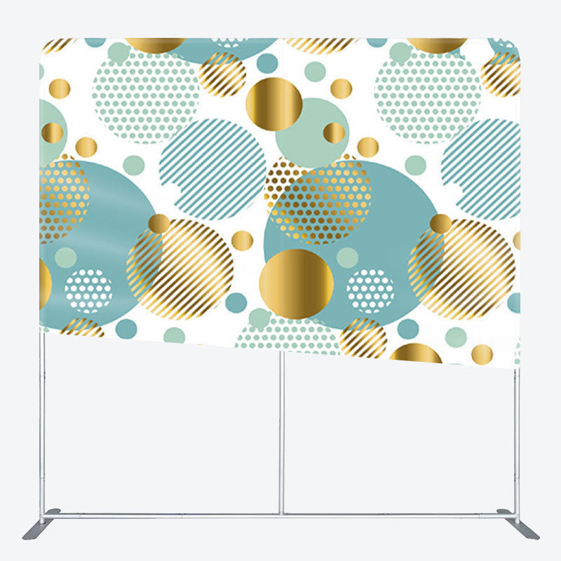 Aperturee - Aperturee Blue And Gold Ovals White Backdrop Cover For Decor