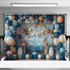 Aperturee - Aperturee Blue Balloons Shells Navigation Cake Smash Backdrop