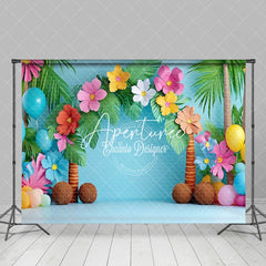 Aperturee - Aperturee Blue Beach Tropical Summer Photography Backdrop