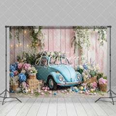 Aperturee - Aperturee Blue Beetle Car Eggs Flowers Easter Canto Backdrop