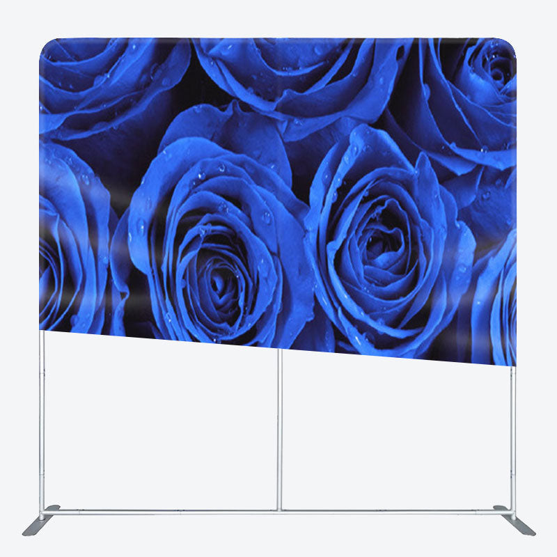 Aperturee - Aperturee Blue Blooming Dew Roses Valentines Day Backdrop Cover