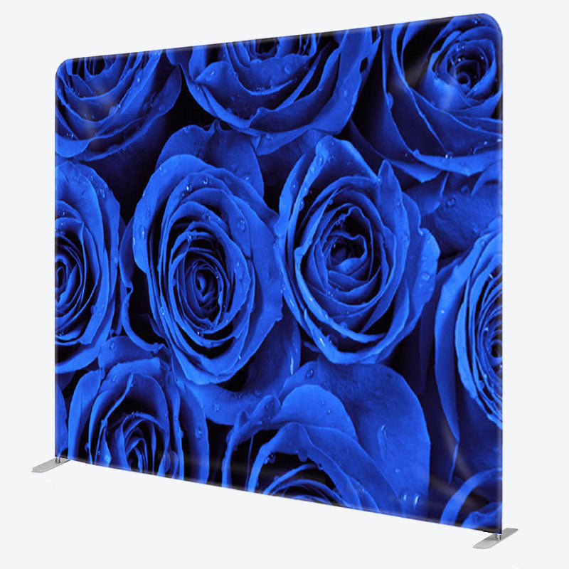 Aperturee - Aperturee Blue Blooming Dew Roses Valentines Day Backdrop Cover