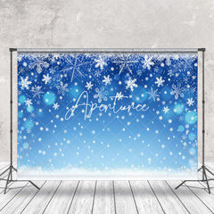 Aperturee - Aperturee Blue Bokeh Dots Snowflake Winter Photography Backdrop