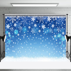 Aperturee - Aperturee Blue Bokeh Dots Snowflake Winter Photography Backdrop