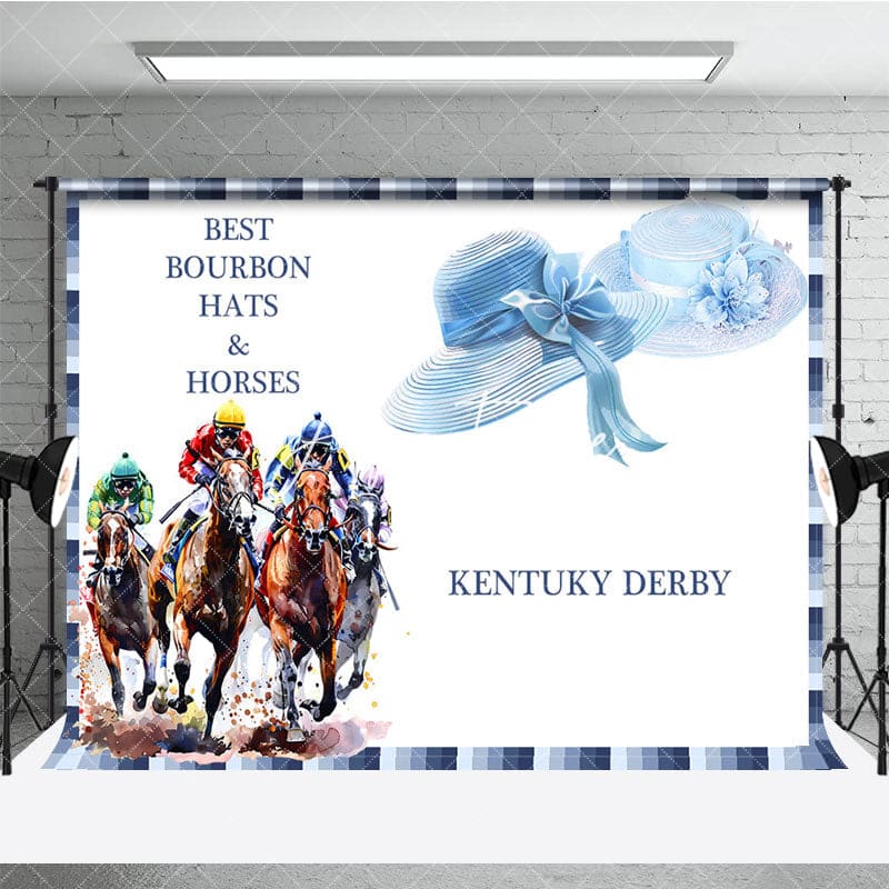 Aperturee - Aperturee Blue Bourbon Hats Horses Kentucky Derby Backdrop