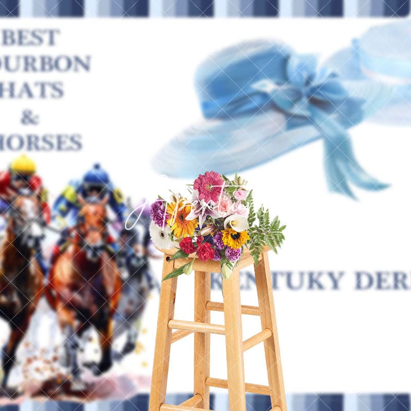 Aperturee - Aperturee Blue Bourbon Hats Horses Kentucky Derby Backdrop