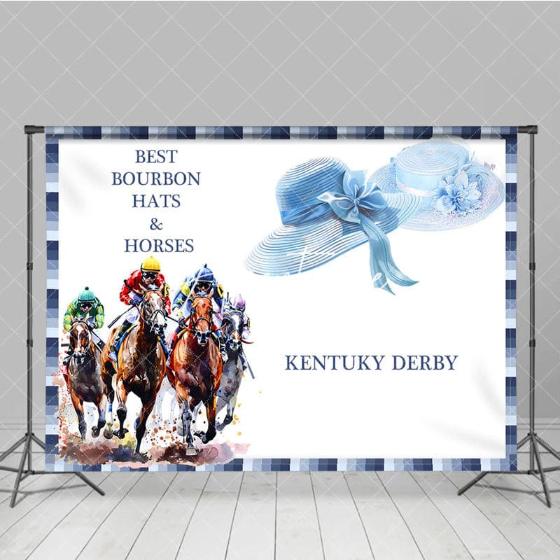 Aperturee - Aperturee Blue Bourbon Hats Horses Kentucky Derby Backdrop