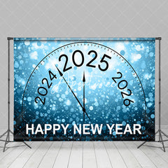 Aperturee - Aperturee Blue Bubble Bokeh 2025 Clock Happy New Year Backdrop