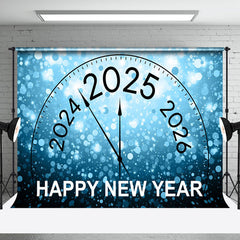 Aperturee - Aperturee Blue Bubble Bokeh 2025 Clock Happy New Year Backdrop