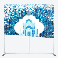 Aperturee - Aperturee Blue Castle Snowflake Pillow Cover Christmas Backdrop