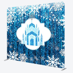 Aperturee - Aperturee Blue Castle Snowflake Pillow Cover Christmas Backdrop