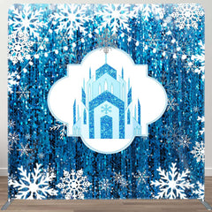 Aperturee - Aperturee Blue Castle Snowflake Pillow Cover Christmas Backdrop