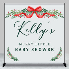 Aperturee - Aperturee Blue Christmas Vibe Custom Name Baby Shower Backdrop