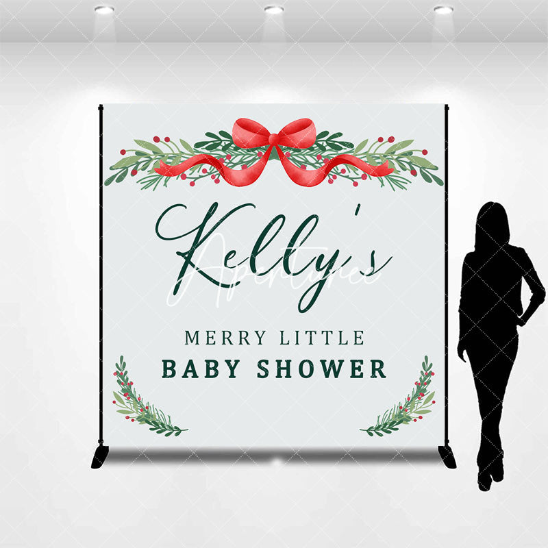 Aperturee - Aperturee Blue Christmas Vibe Custom Name Baby Shower Backdrop