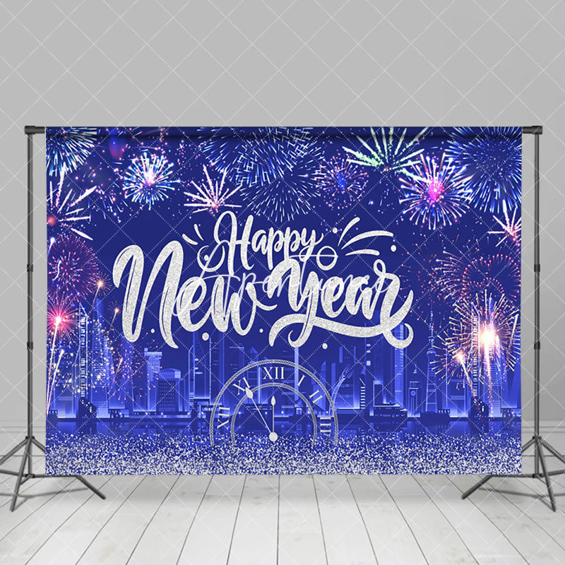 Aperturee - Aperturee Blue City Scenery Countdown New Year Party Backdrop