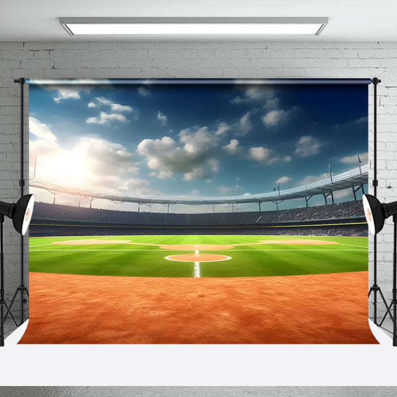 Aperturee - Aperturee Blue Cloud Sky Athletic Field Sport Photo Backdrop