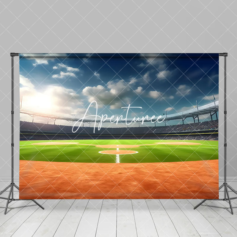 Aperturee - Aperturee Blue Cloud Sky Athletic Field Sport Photo Backdrop