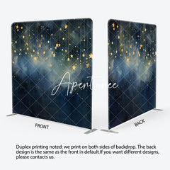 Aperturee - Aperturee Blue Dark Foggy Night Gold Starry Square Backdrop