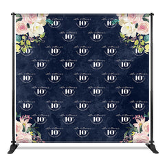 Aperturee - Aperturee Blue Floral Wedding Custom Step And Repeat Banner