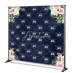 Aperturee - Aperturee Blue Floral Wedding Custom Step And Repeat Banner