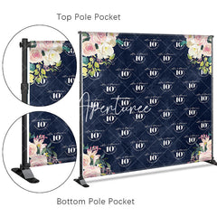 Aperturee - Aperturee Blue Floral Wedding Custom Step And Repeat Banner