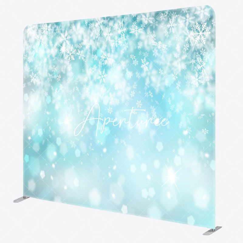 Aperturee - Aperturee Blue Glitter Snowflake Christmas Pillow Case Backdrop