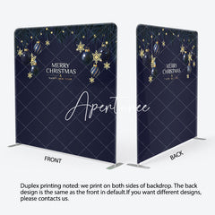 Aperturee - Aperturee Blue Gold Ball Merry Christmas Pillow Case Backdrop