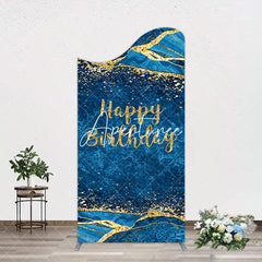 Aperturee - Aperturee Blue Gold Glitter Marbled Birthday Arch Backdrop