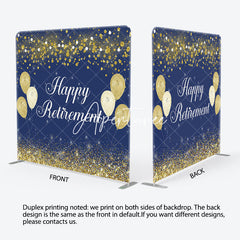 Aperturee - Aperturee Blue Gold Happy Retirement Event Tension Backdrop